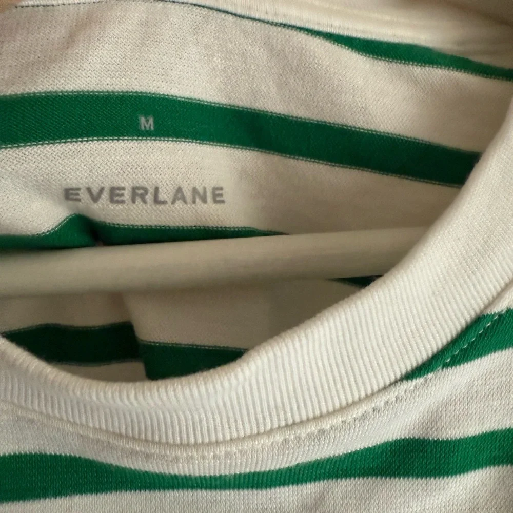 Everlane Green and White Striped Tee - Picture 2 of 3
